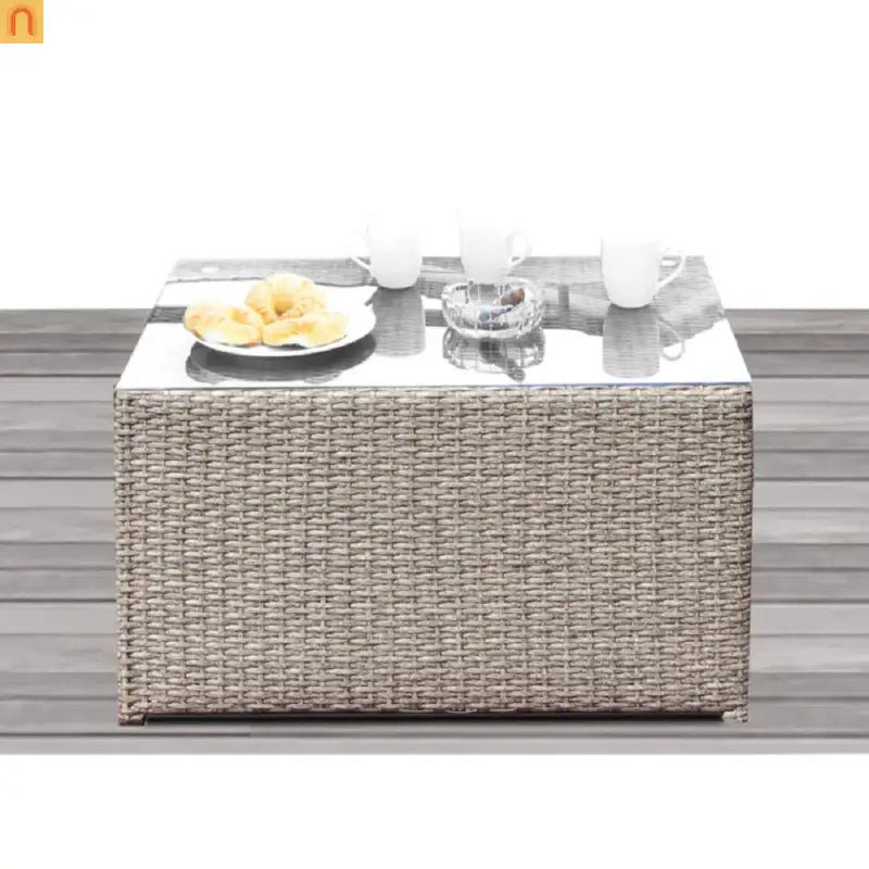 Outdoor Conversation Set Wicker Gray Mix 13-Piece Seats 7