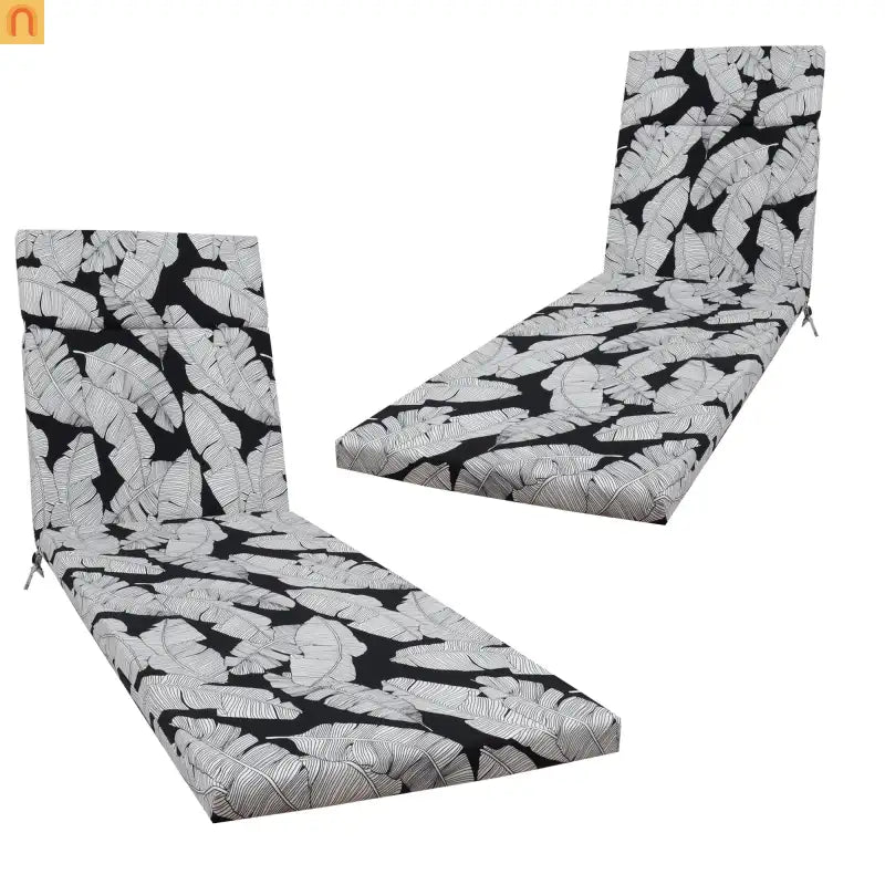 Outdoor Lounge Cushion Set Polyester Multicolor Leaf 75in Set of 2