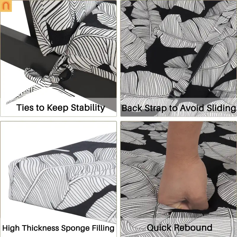 Outdoor Lounge Cushion Set Polyester Multicolor Leaf 75in Set of 2