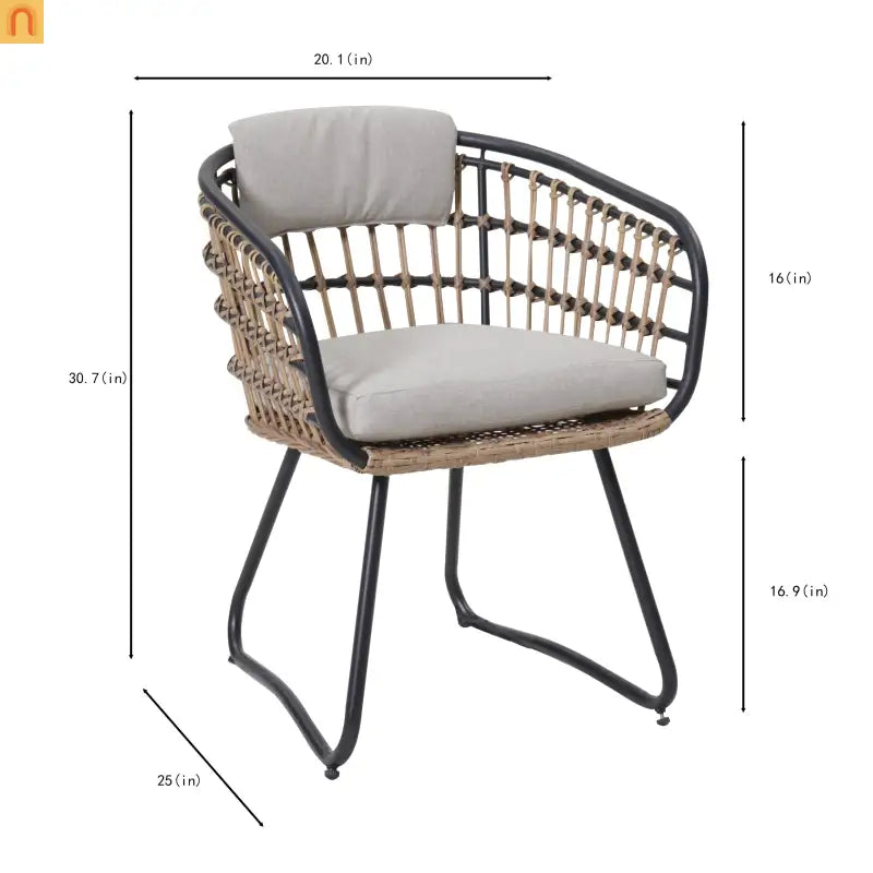 Outdoor Dining Set Wicker Yellow Iron Frame Seats 6 270 lb Cap