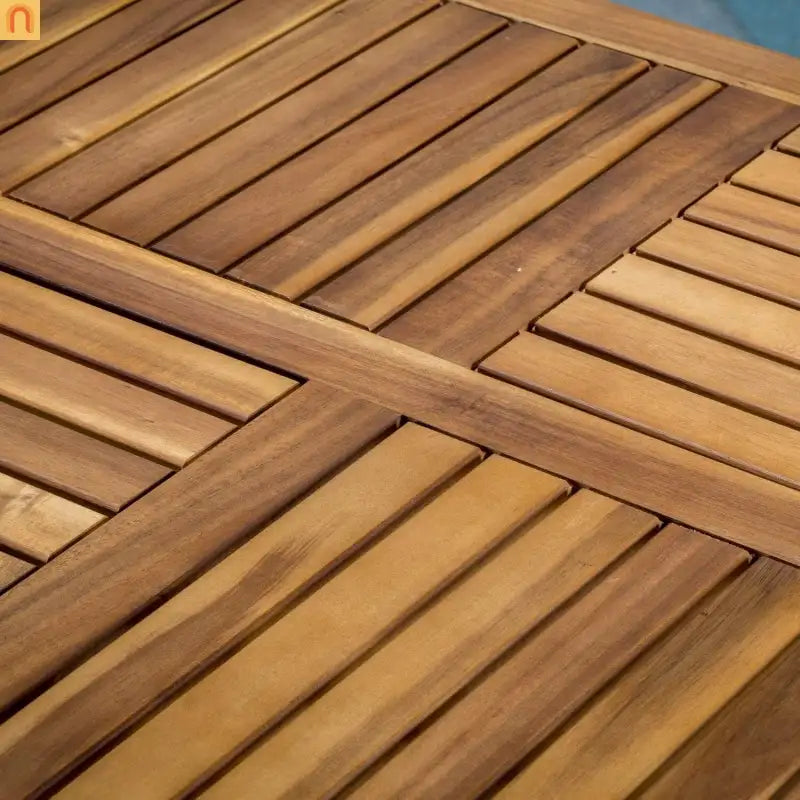 Outdoor Dining Set Acacia Wood Teak 7 Piece Seats 6
