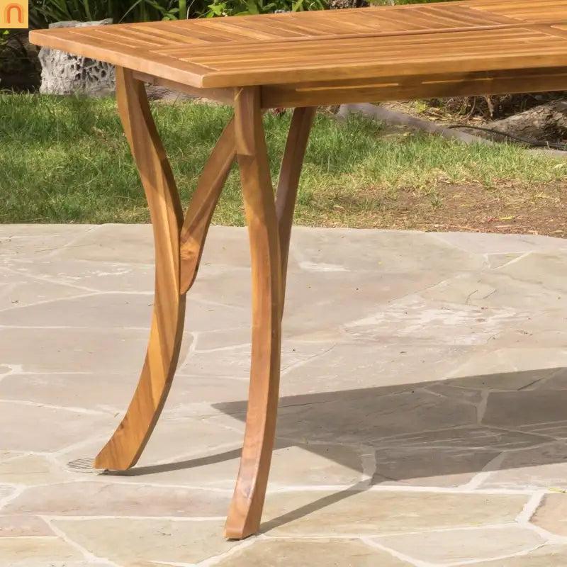 Outdoor Dining Set Acacia Wood Teak 7 Piece Seats 6