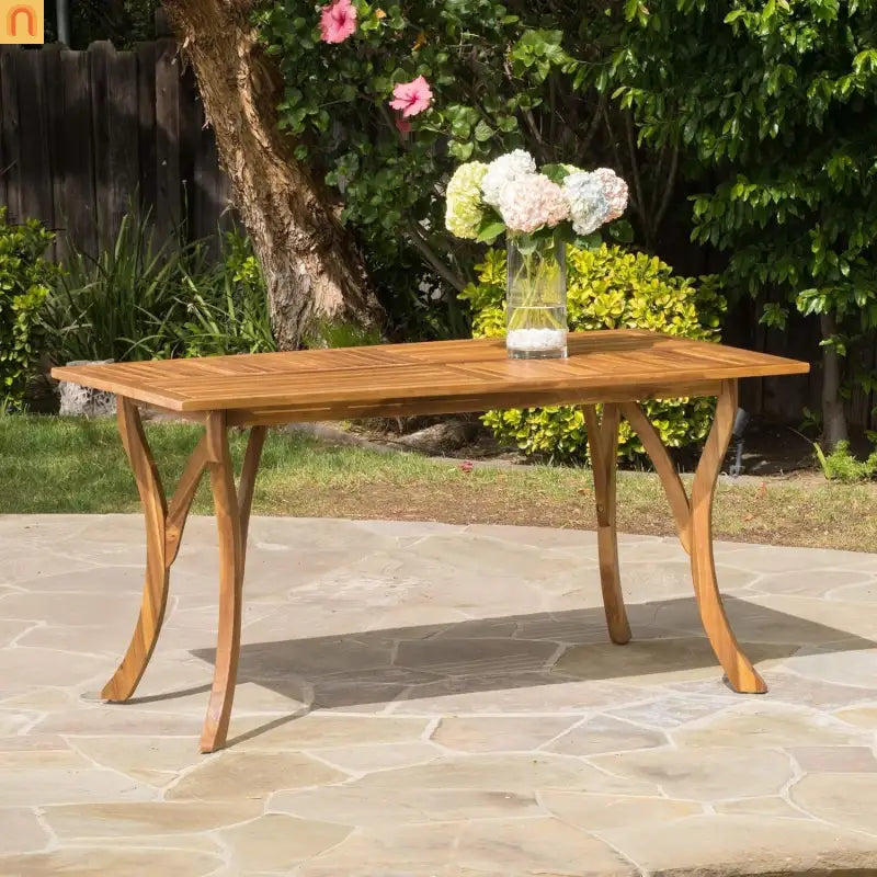 Outdoor Dining Set Acacia Wood Teak 7 Piece Seats 6