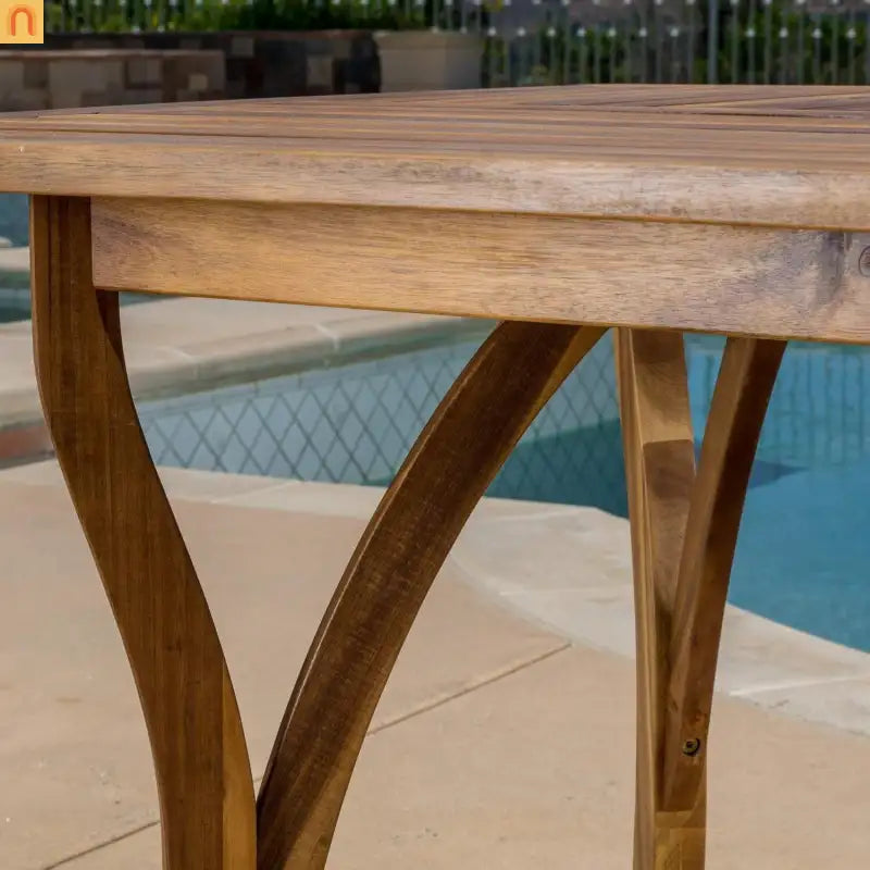 Outdoor Dining Set Acacia Wood Teak 7 Piece Seats 6