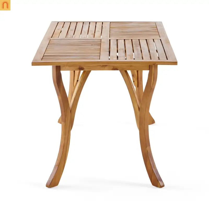 Outdoor Dining Set Acacia Wood Teak 7 Piece Seats 6