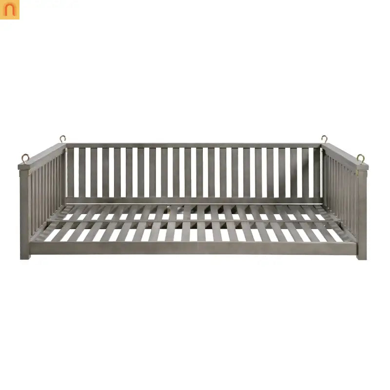 Outdoor Swing Bed Acacia Wood Gray 2-Person 350 lb Cap 79in