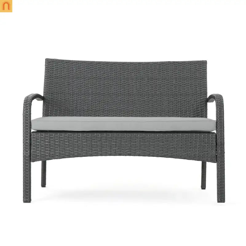 Outdoor Chat Set PE Rattan Gray 4-Piece Waterproof Cushions