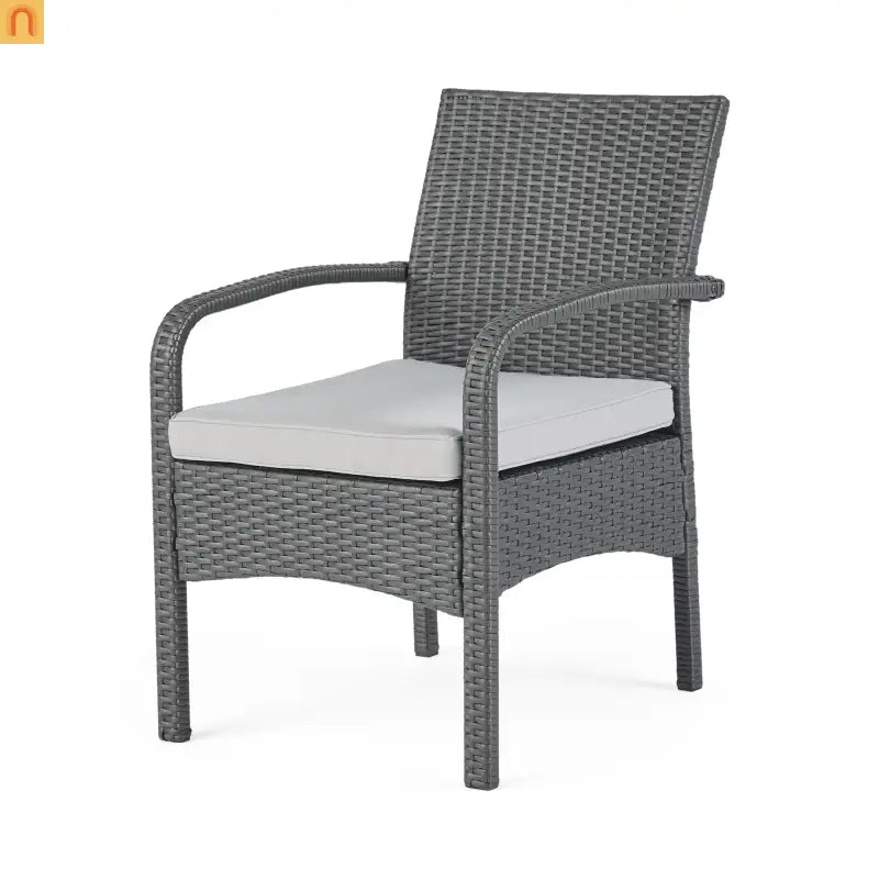 Outdoor Chat Set PE Rattan Gray 4-Piece Waterproof Cushions