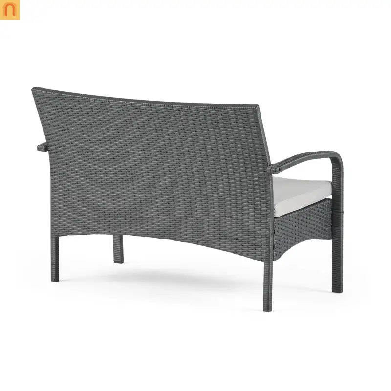Outdoor Chat Set PE Rattan Gray 4-Piece Waterproof Cushions