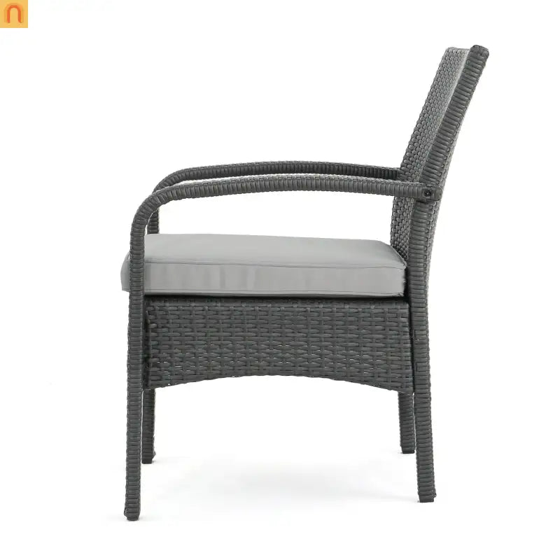 Outdoor Chat Set PE Rattan Gray 4-Piece Waterproof Cushions
