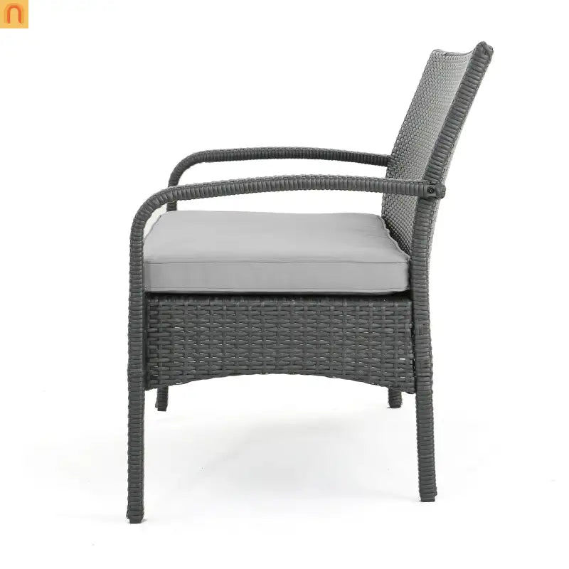 Outdoor Chat Set PE Rattan Gray 4-Piece Waterproof Cushions