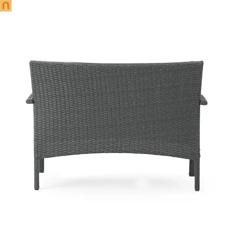 Outdoor Chat Set PE Rattan Gray 4-Piece Waterproof Cushions