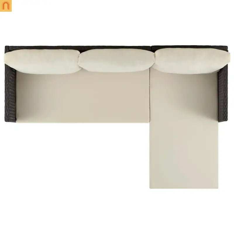Outdoor Sectional Set PVC Rattan Brown Tan 3-Piece Chaise Table