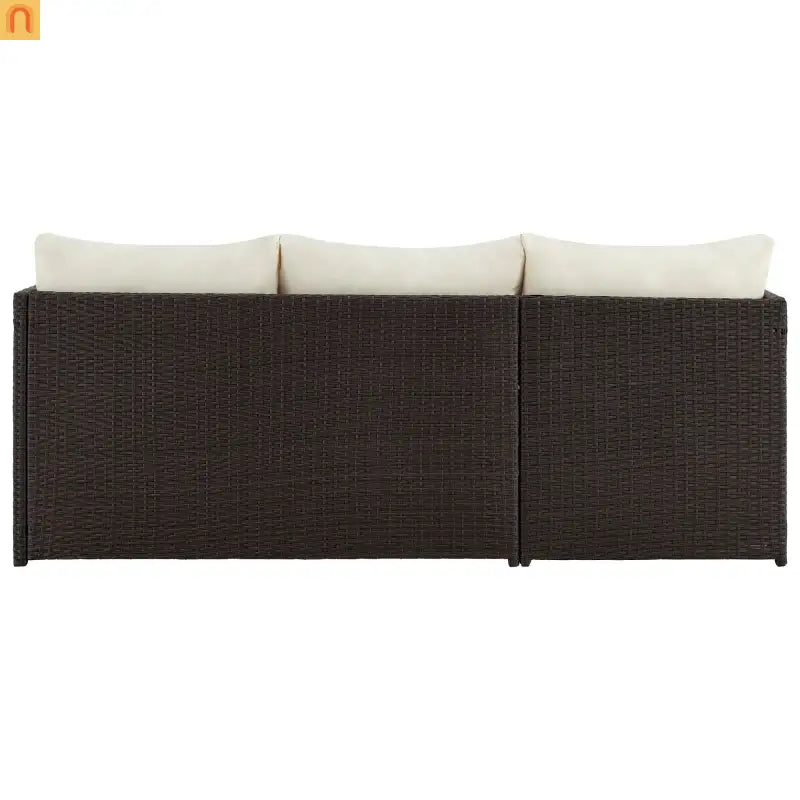 Outdoor Sectional Set PVC Rattan Brown Tan 3-Piece Chaise Table