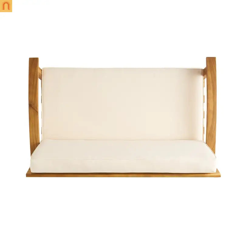 Outdoor Loveseat Set Acacia Wood Teak Cushions with Table 51in