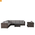 Outdoor Wicker Sectional Set 7 Person 10 Piece Brown