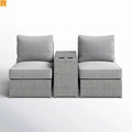 Outdoor Conversation Set Wicker Gray 3-Piece 2-Person No Assembly