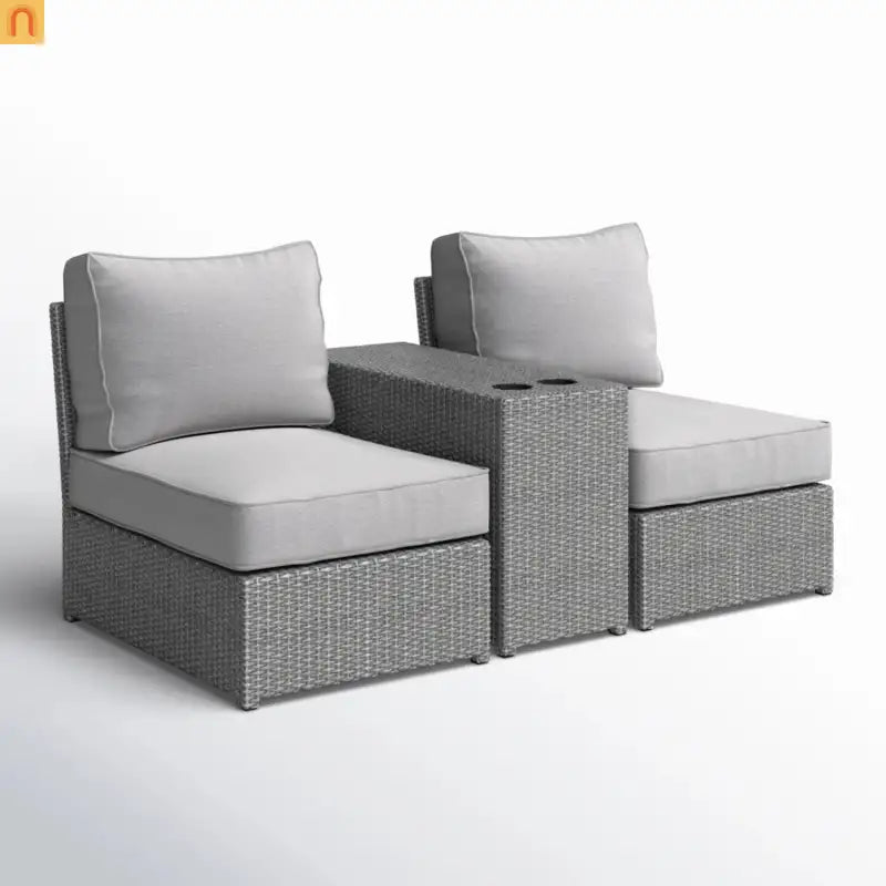 Outdoor Conversation Set Wicker Gray 3-Piece 2-Person No Assembly