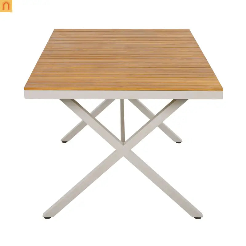 Outdoor Dining Set Teak Table Wicker Chairs Beige 7 Piece Seats 6