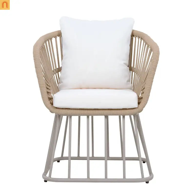 Outdoor Dining Set Teak Table Wicker Chairs Beige 7 Piece Seats 6