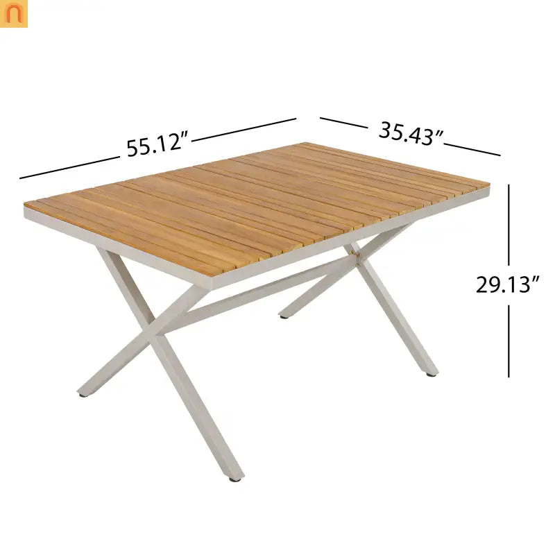 Outdoor Dining Set Teak Table Wicker Chairs Beige 7 Piece Seats 6