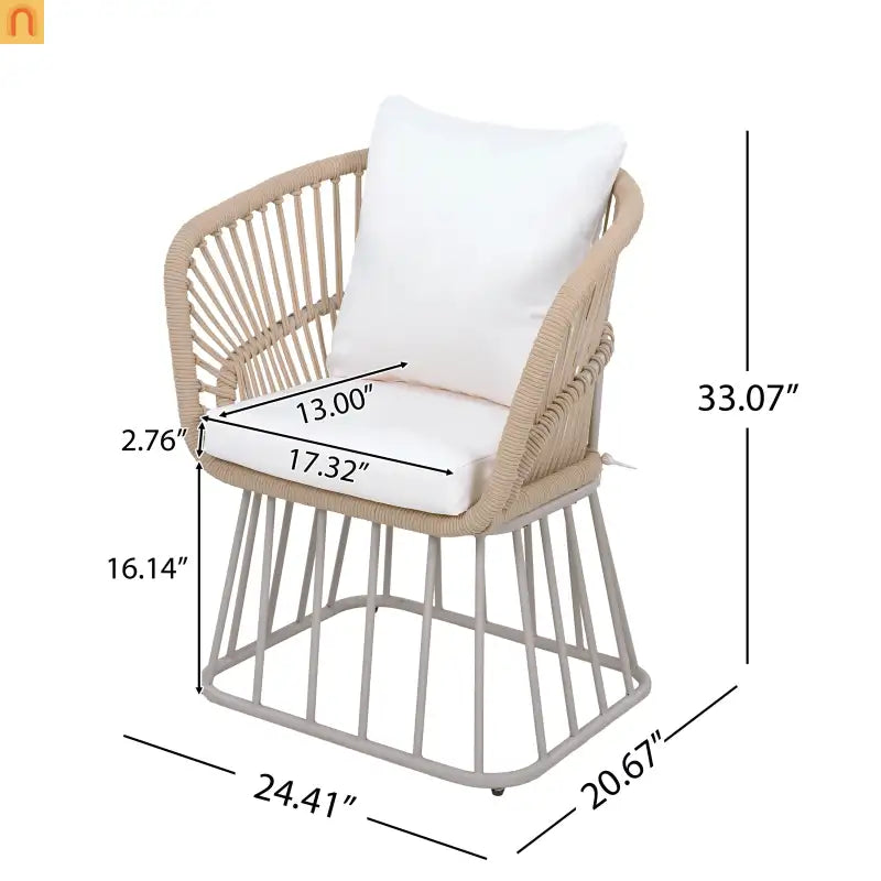 Outdoor Dining Set Teak Table Wicker Chairs Beige 7 Piece Seats 6
