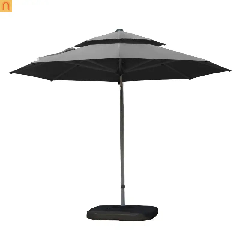 Patio Umbrella Cantilever Gray 9.7ft Round UPF50 Tilt Aluminum