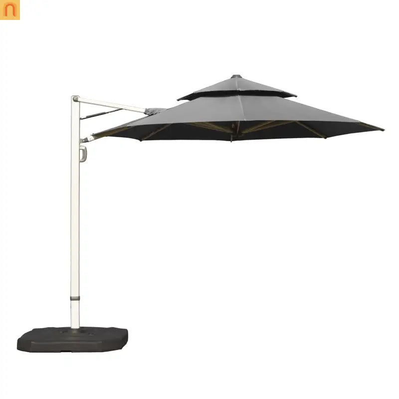 Patio Umbrella Cantilever Gray 9.7ft Round UPF50 Tilt Aluminum