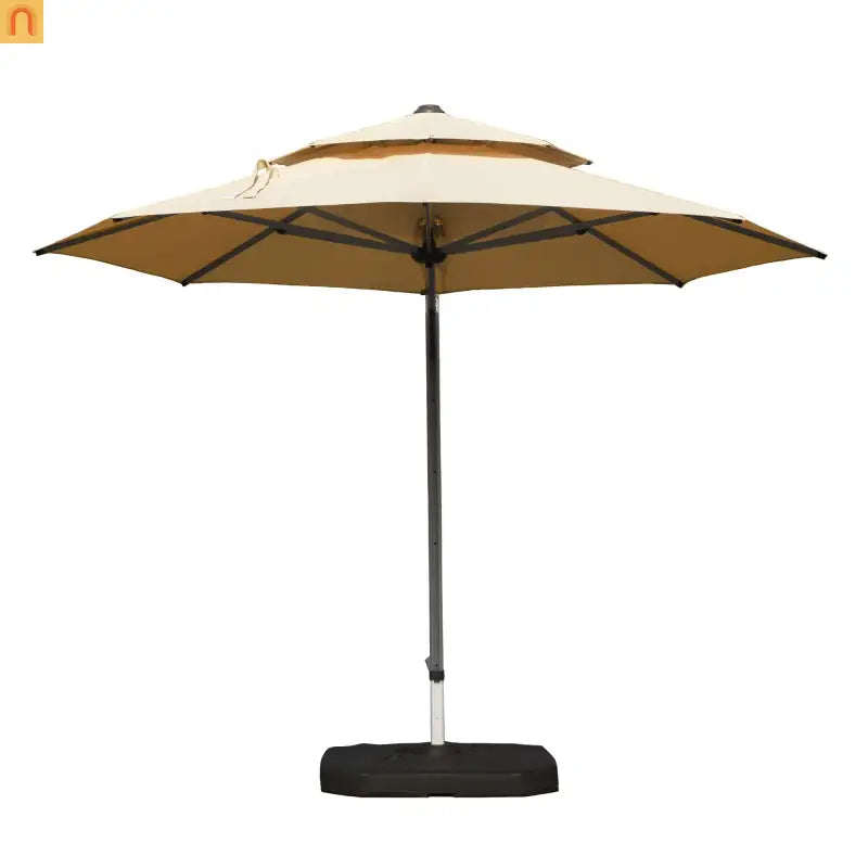 Patio Umbrella Cantilever Beige 9.7ft Round UPF50 Tilt Aluminum