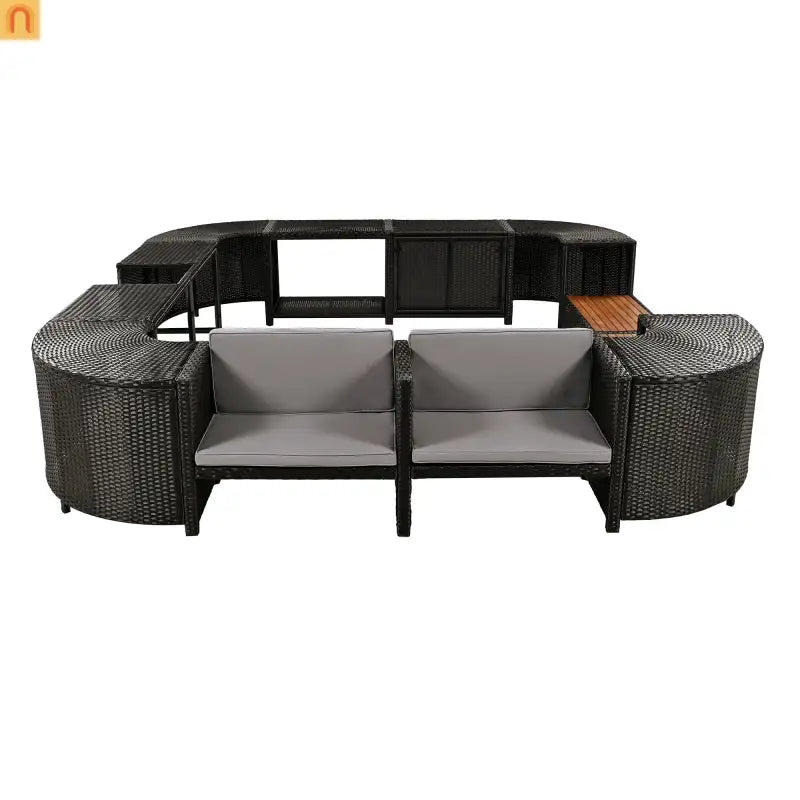 Outdoor Sectional Set Rattan Gray Storage Hot Tub Surround