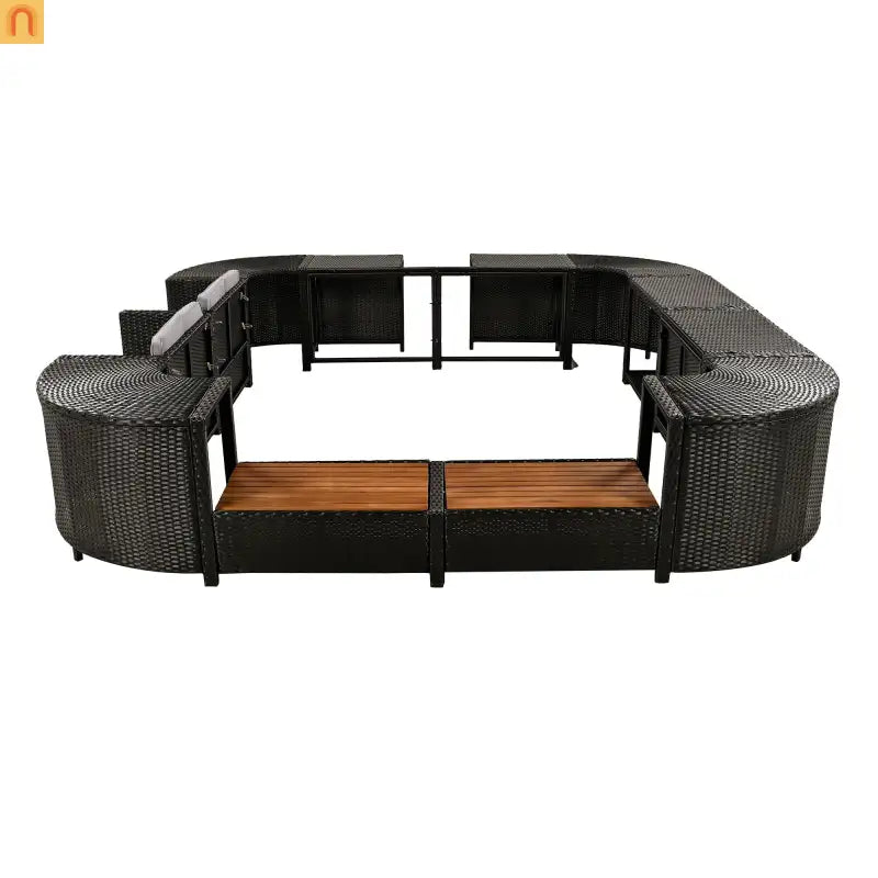 Outdoor Sectional Set Rattan Gray Storage Hot Tub Surround