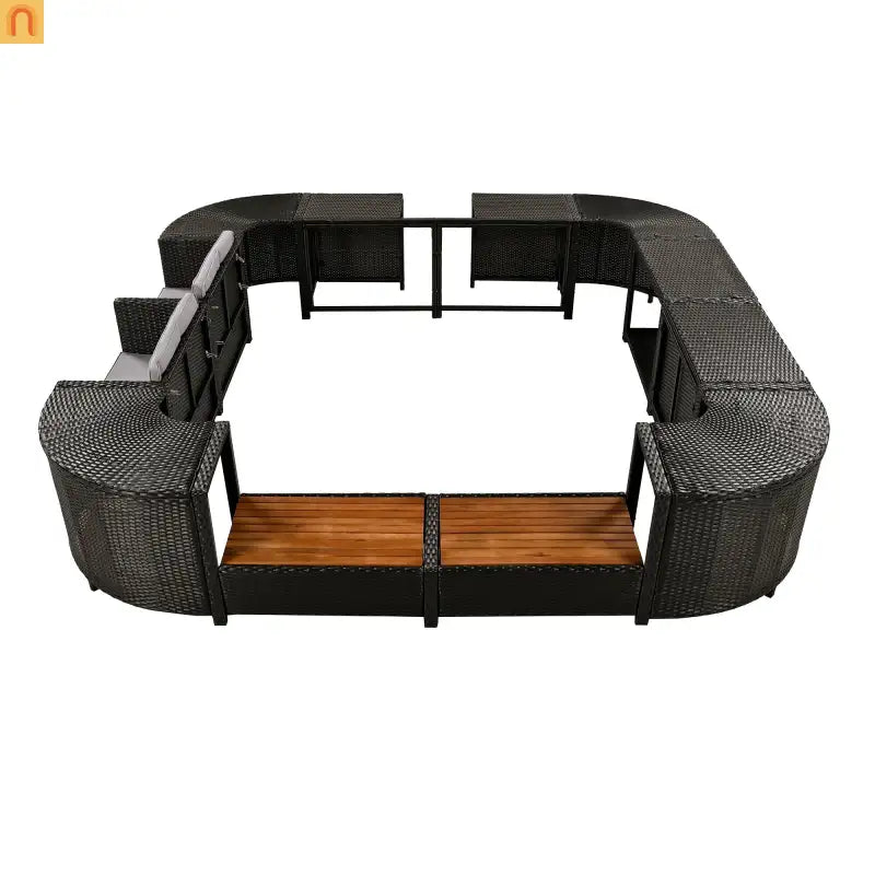 Outdoor Sectional Set Rattan Gray Storage Hot Tub Surround