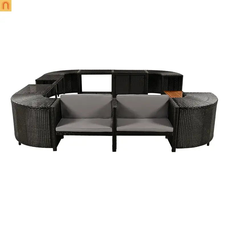 Outdoor Sectional Set Rattan Gray Storage Hot Tub Surround