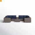 Outdoor Sectional Set Wicker Gray 12-Piece Sunbrella Seats 6