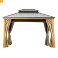 Hardtop Gazebo Aluminum Wood-Look Yellow-Brown 10x12ft