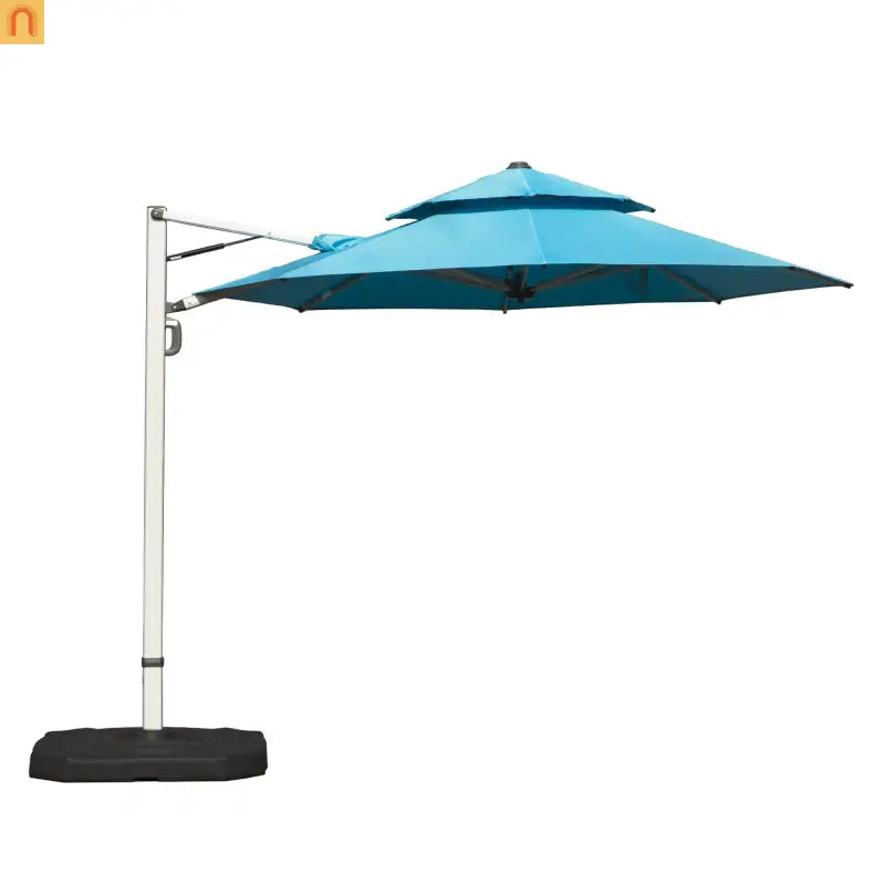 Patio Umbrella Cantilever Lake Blue 9.7ft Round UPF50 Tilt Aluminum