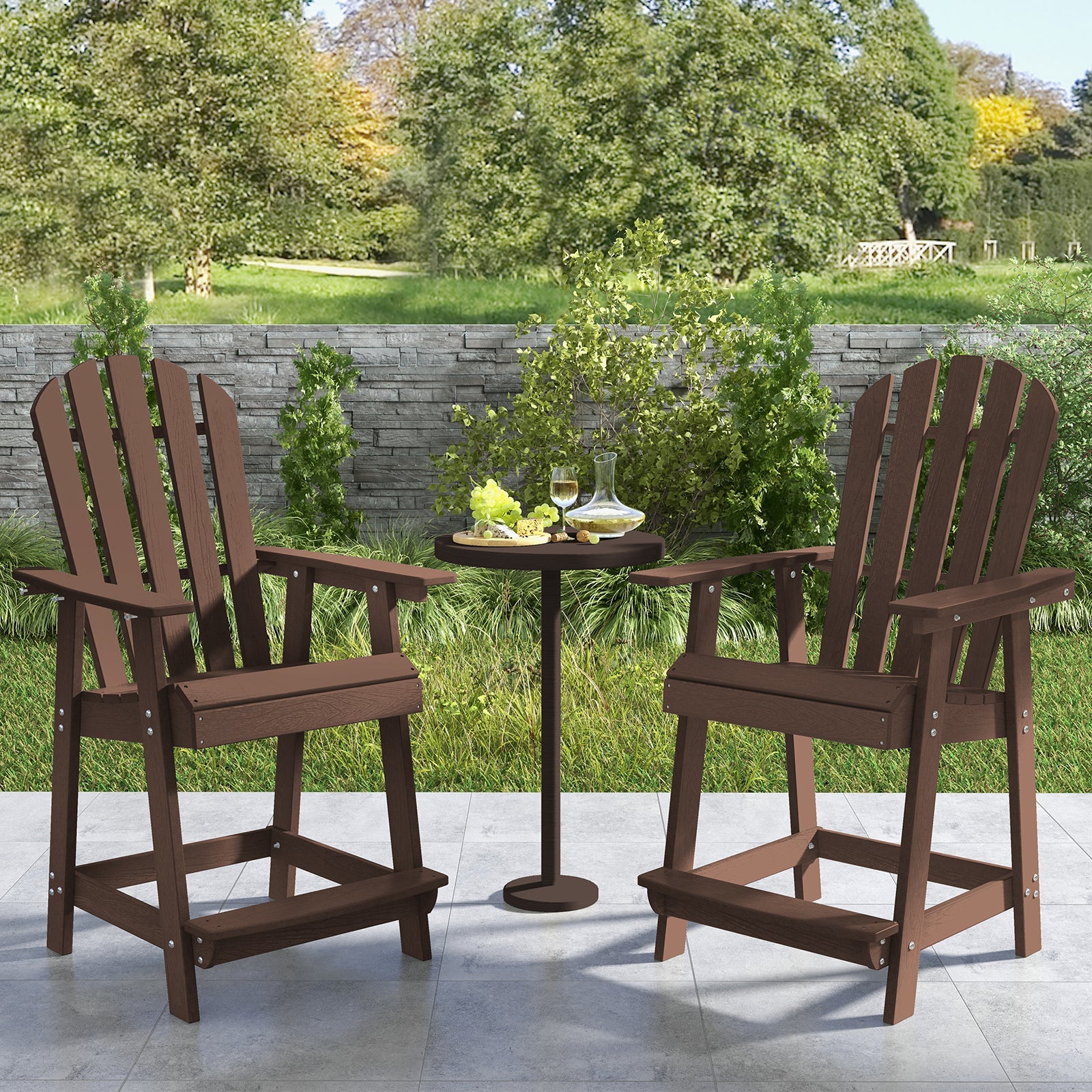 HDPE Patio Chair with Armrest and Footrest for Indoor Outdoor