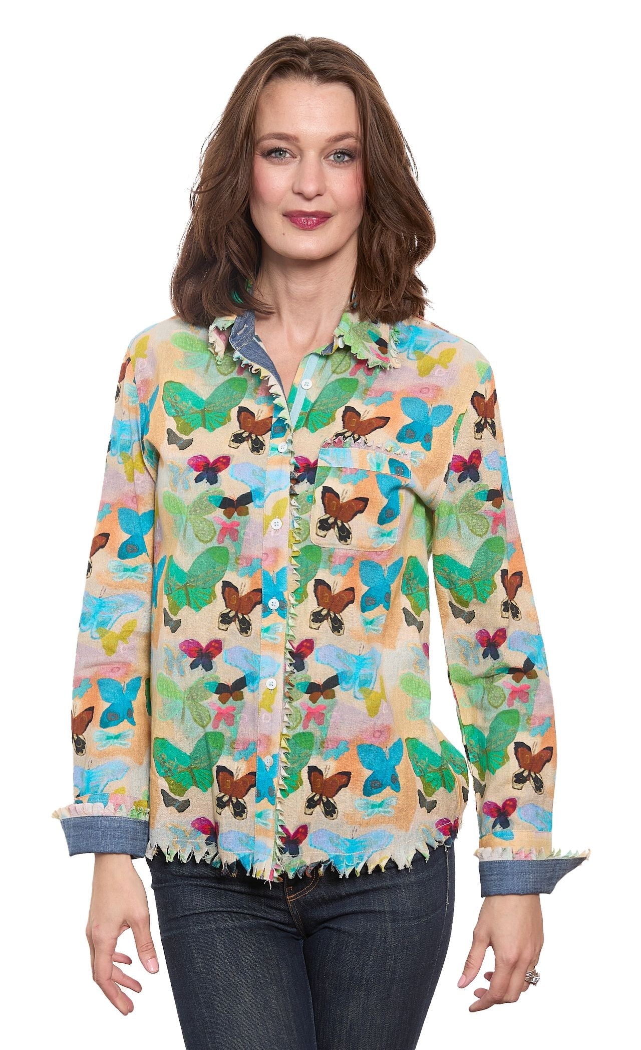 Cape Cod Top with Neutral Ground Butterflies
