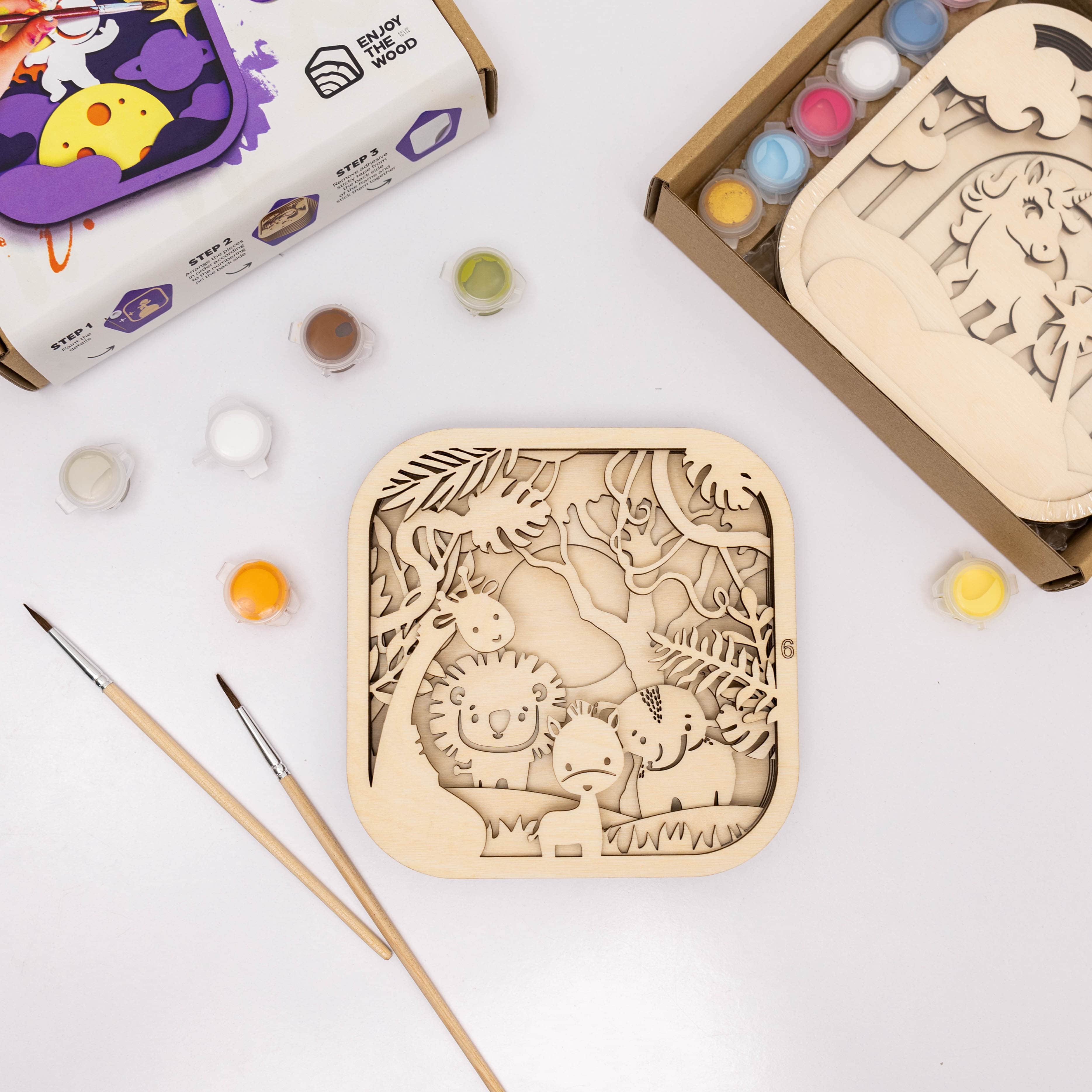 3D DIY Wood Painting Kit for Kids – Safari