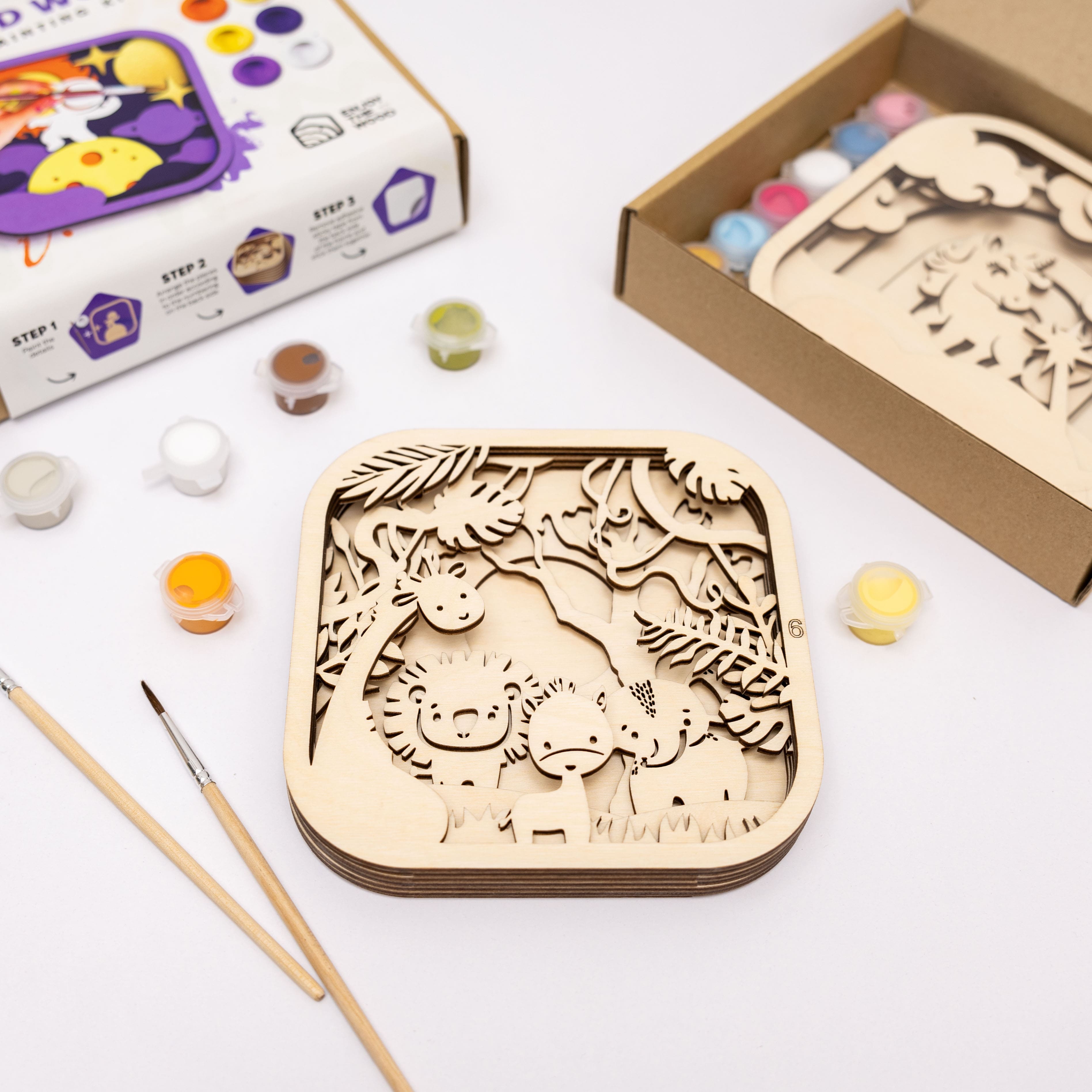 3D DIY Wood Painting Kit for Kids – Safari