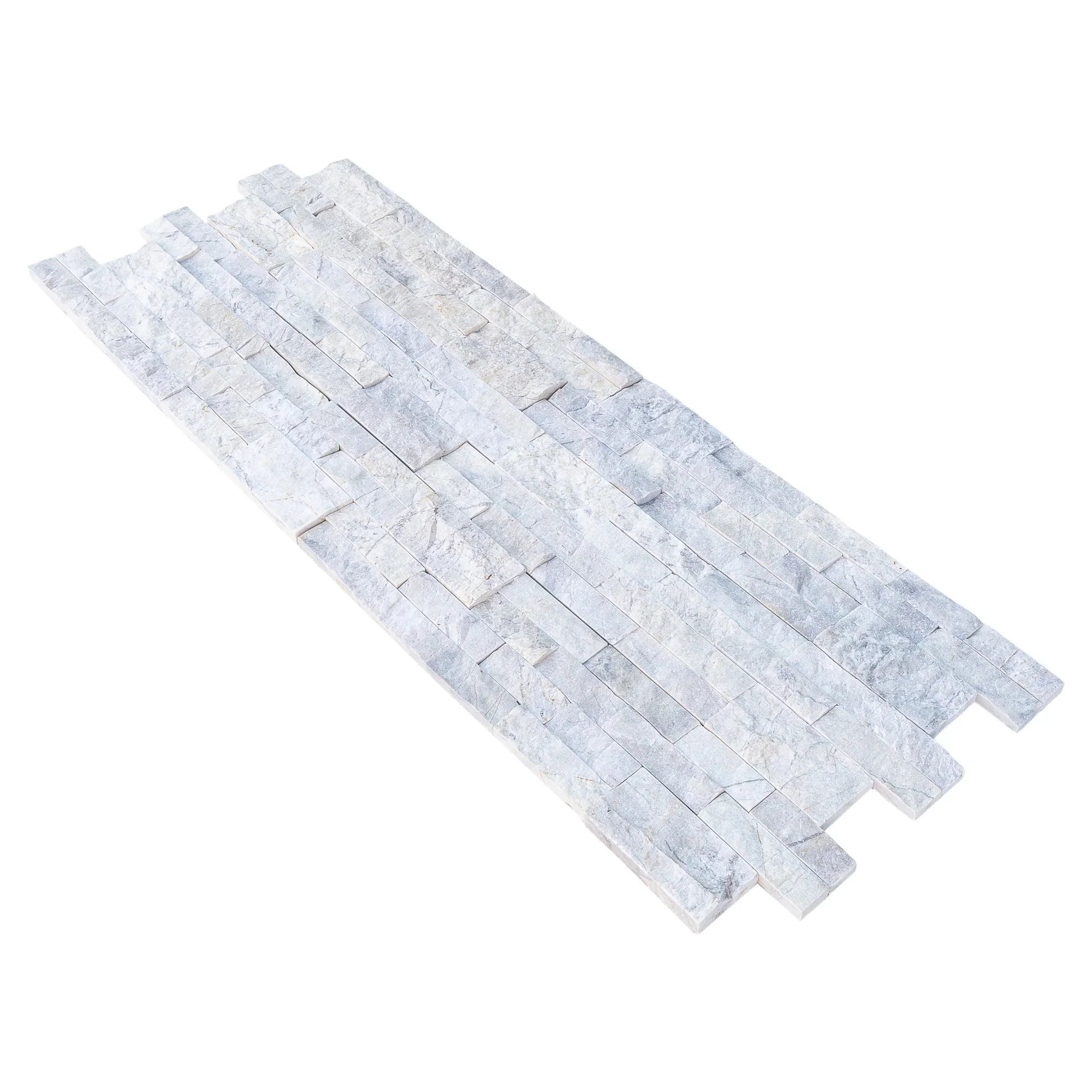 White Dolomite Natural Marble Ledger Wall Tile 6x24 Split-face