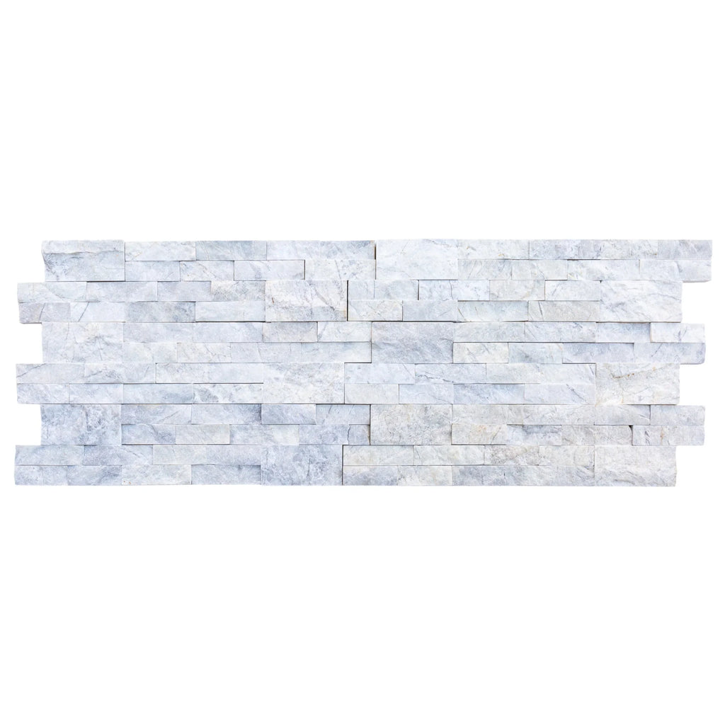 White Dolomite Natural Marble Ledger Wall Tile 6x24 Split-face