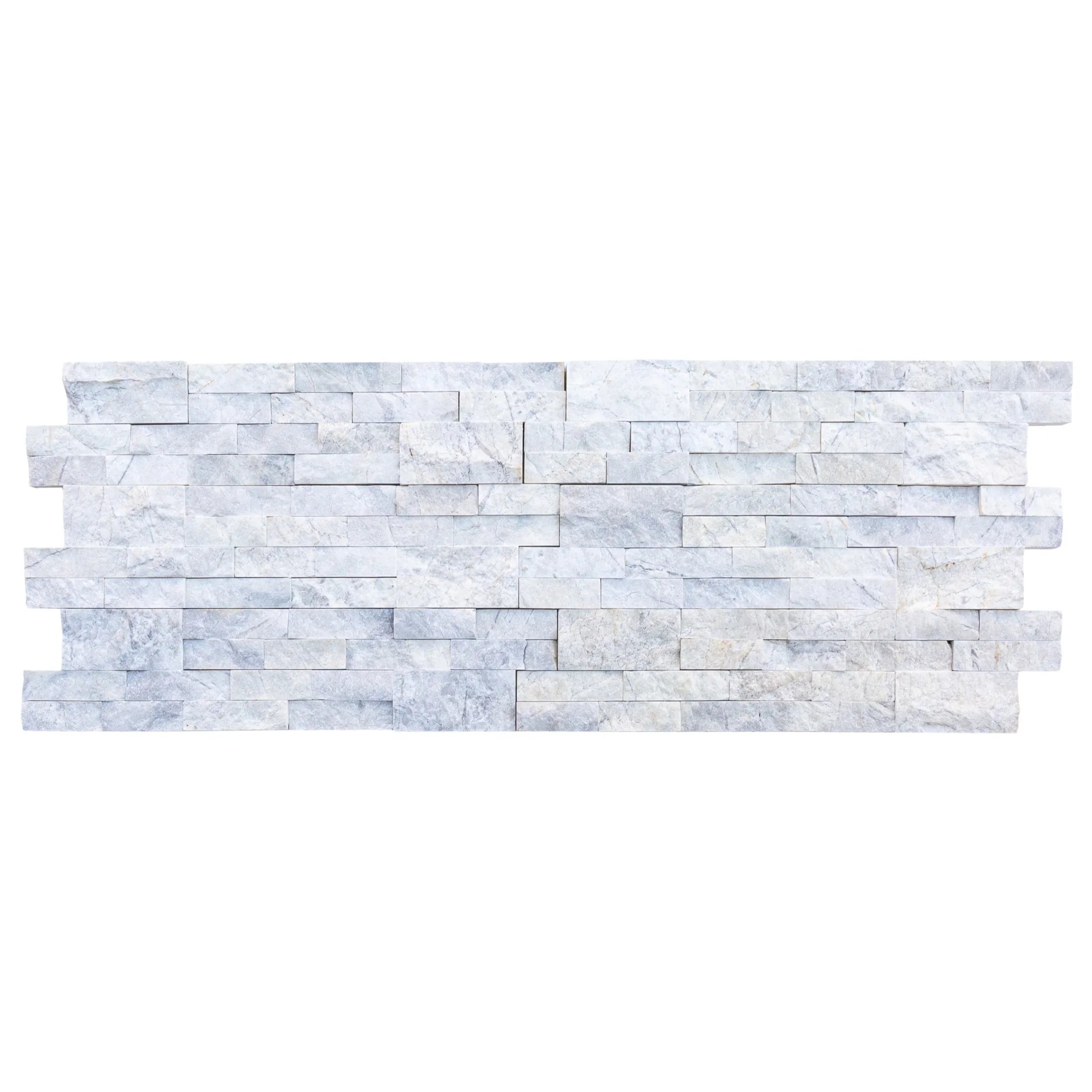 White Dolomite Natural Marble Ledger Wall Tile 6x24 Split-face