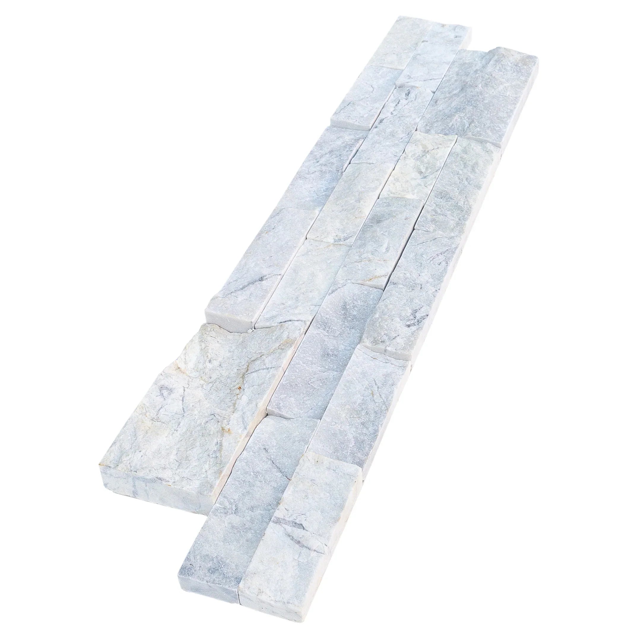 White Dolomite Natural Marble Ledger Wall Tile 6x24 Split-face