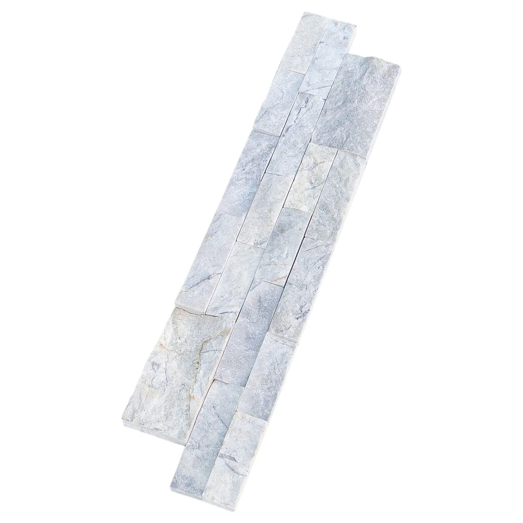White Dolomite Natural Marble Ledger Wall Tile 6x24 Split-face