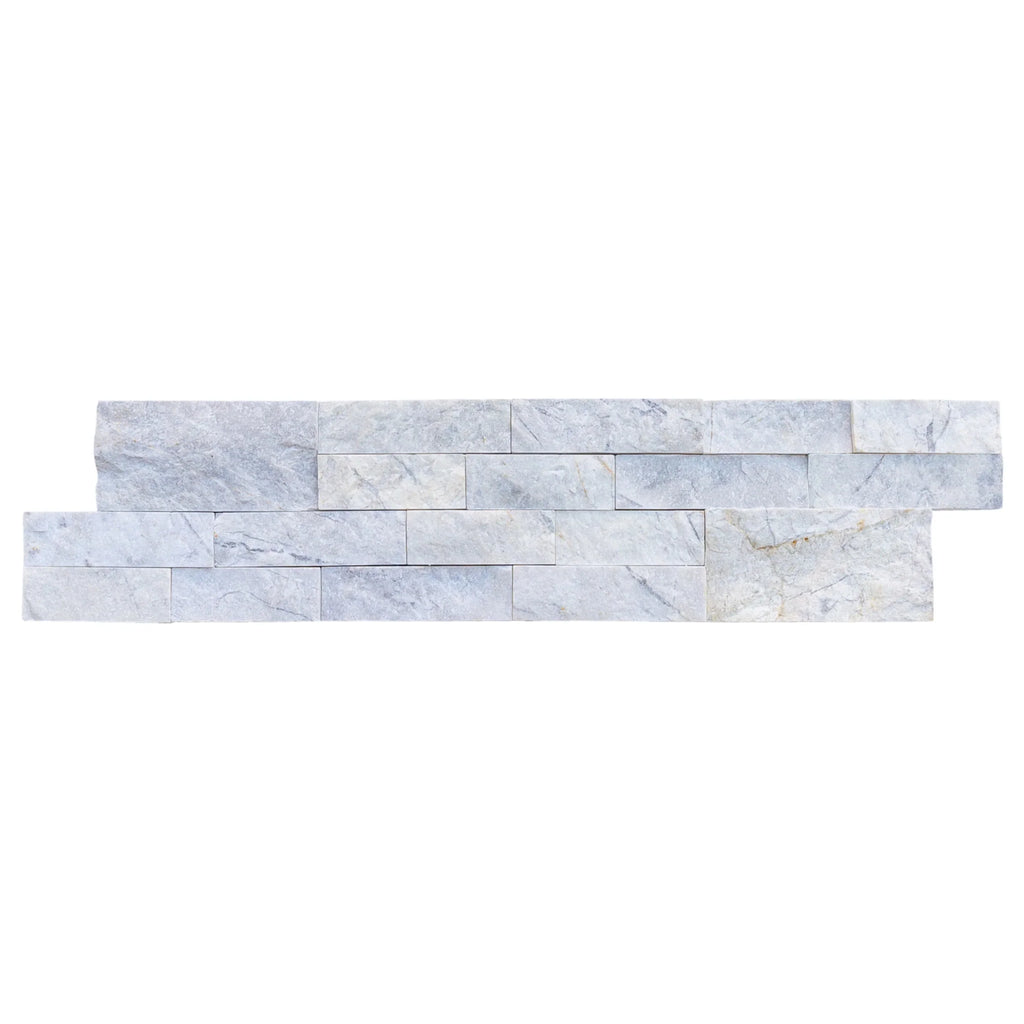 White Dolomite Natural Marble Ledger Wall Tile 6x24 Split-face