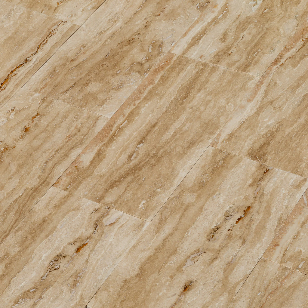Patara Vein-Cut Travertine Floor and Wall Tile Brushed Finish