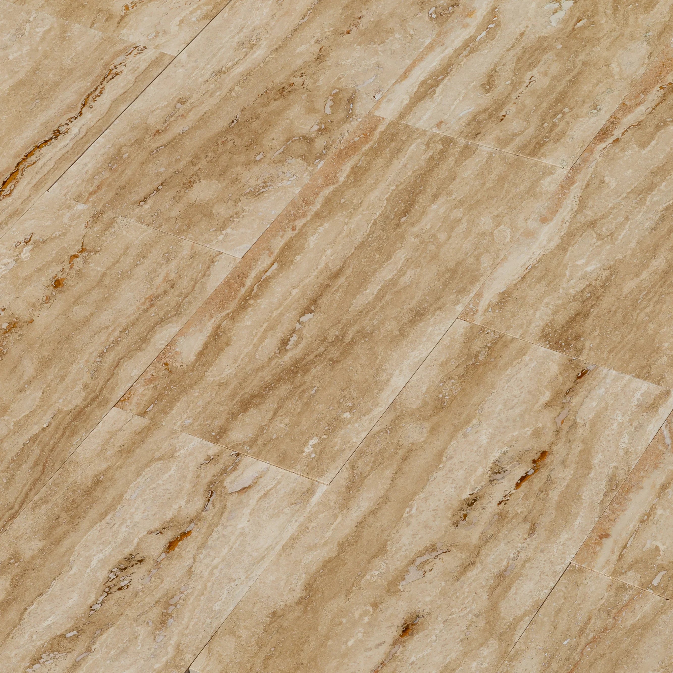 Patara Vein-Cut Travertine Floor and Wall Tile Brushed Finish