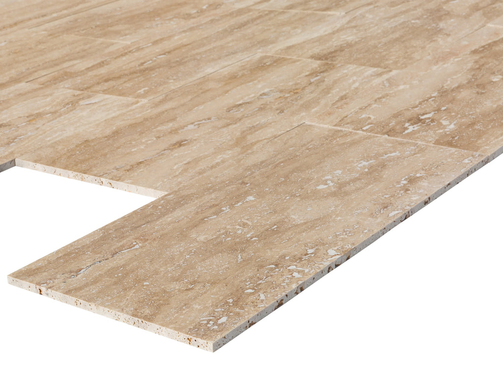 Patara Vein-Cut Travertine Floor and Wall Tile Brushed Finish