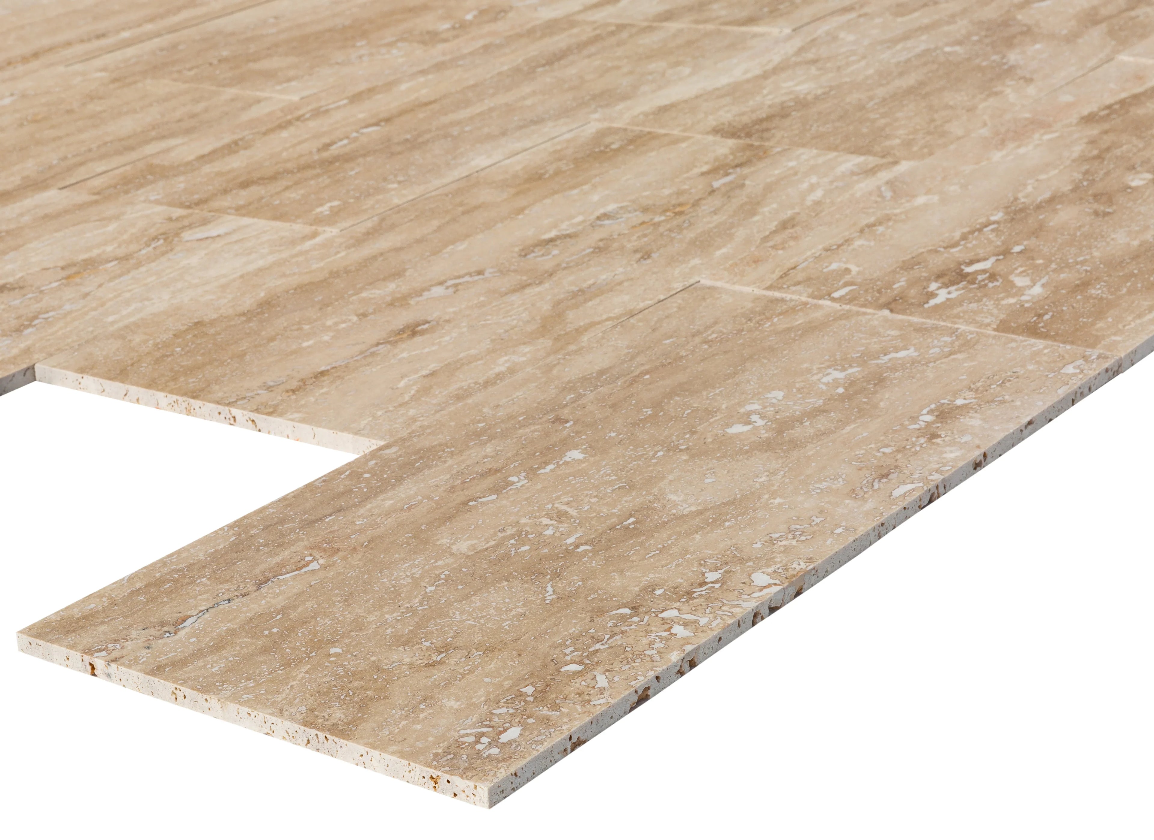 Patara Vein-Cut Travertine Floor and Wall Tile Brushed Finish